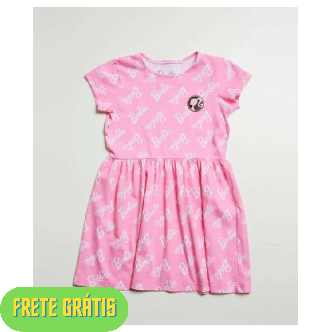 Conjunto Infantil Estampado Manga Curta Barbie Tam 4 a 10